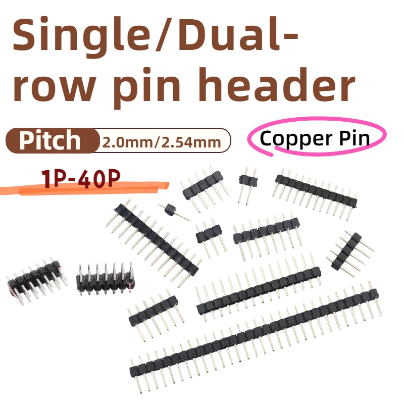 Male Female Header Pin - 10 adet, 2.54mm Pitch tek/çift sıralı