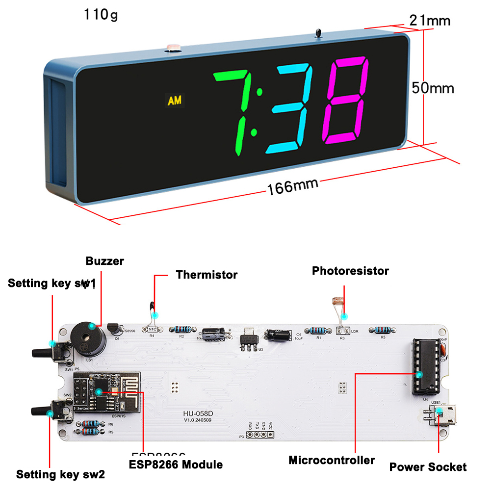 ESP8266 IoT renkli WiFi saat k - Diy Home Electronics Projects incelemesi ve fiyatı